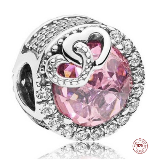 Charm Sterlingové stříbro 925 Zářivé srdce, korálek na náramek láska