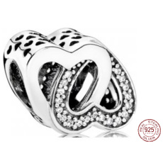 Zawieszka Srebrna 925 Połączone Serca, Koralik do Bransoletki Miłość Zawieszka Srebrna 925 Połączone Serca, Koralik do Bransoletki Miłość