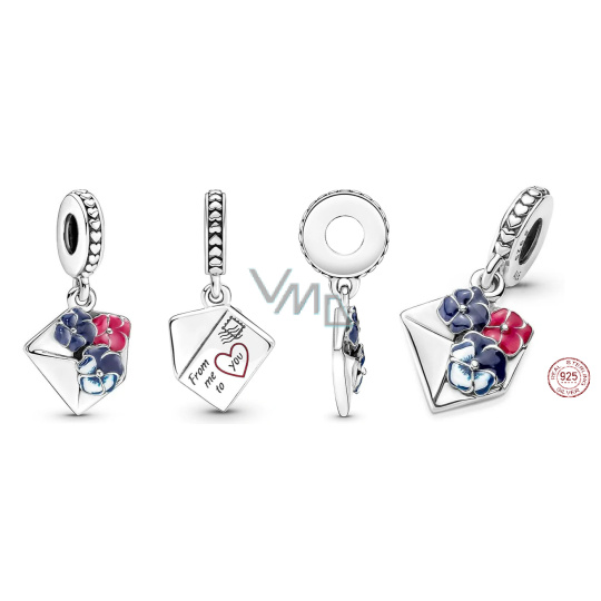 Charm Sterlingové stříbro 925 Květinová obálka, přívěsek na náramek láska Charm Sterlingové stříbro 925 Květinová obálka, přívěsek na náramek láska