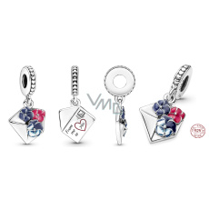 Charm Sterlingové stříbro 925 Květinová obálka, přívěsek na náramek láska Charm Sterlingové stříbro 925 Květinová obálka, přívěsek na náramek láska