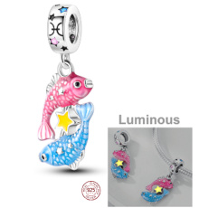 Zawieszka ze srebra 925 Luminozní - Znak zodiaku Ryby, element do bransoletki