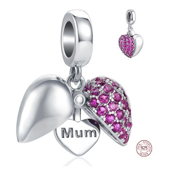 Charm Sterlingové stříbro 925 Srdce otvíratelné Mami miluji tě, přívěsek na náramek rodina Charm Sterlingové stříbro 925 Srdce otvíratelné Mami miluji tě, přívěsek na náramek rodina