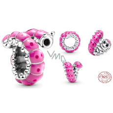 Charm Sterlingové stříbro 925 Roztomilá stočená housenka, korálek na náramek zvíře Charm Sterlingové stříbro 925 Roztomilá stočená housenka, korálek na náramek zvíře