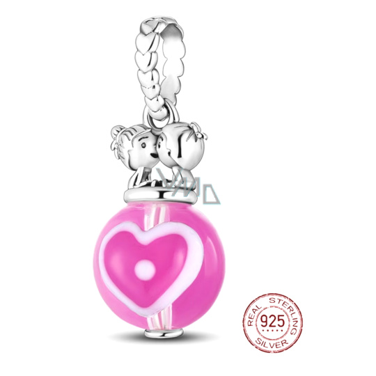 Charm Sterlingové stříbro 925 Polibek, láska, srdce, přívěsek na náramek Charm Sterlingové stříbro 925 Polibek, láska, srdce, přívěsek na náramek