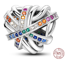 Charm Sterlingové stříbro 925 Omotané srdce, korálek na náramek láska