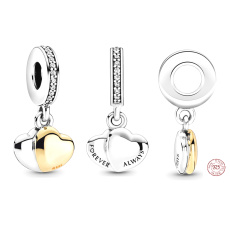 Zawieszka ze srebra 925 Sterling - Połączone serca - serca w całkowitej harmonii, zawieszka do bransoletki miłość