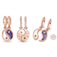 Charm Sterlingové stříbro 925 Jin & Jang, dělitelný 2v1, přívěsek na náramek, symbol