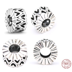 Charm Sterlingové stříbro 925 Děrovaná srdce nepravidelného tvaru, stopper, klipový korálek na náramek láska