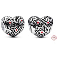 Charm Sterlingové stříbro 925 Keith Haring srdce Umění linek a lidé, korálek na náramek symbol