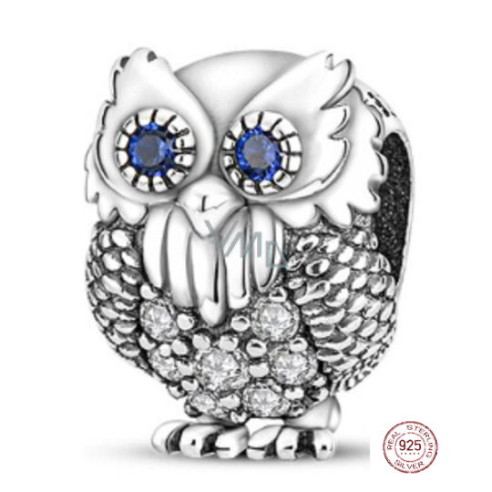 Charm Sterlingové stříbro 925 Sova - výr, moudrost, věda, znalosti, korálek na náramek zvíře