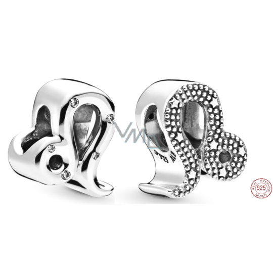 Charm Sterlingové stříbro 925 znamení zvěrokruhu Třpytivý Lev, korálek na náramek