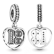 Charm 18 let lásky, přívěsek srdce na náramek výročí Charm 18 let lásky, přívěsek srdce na náramek výročí