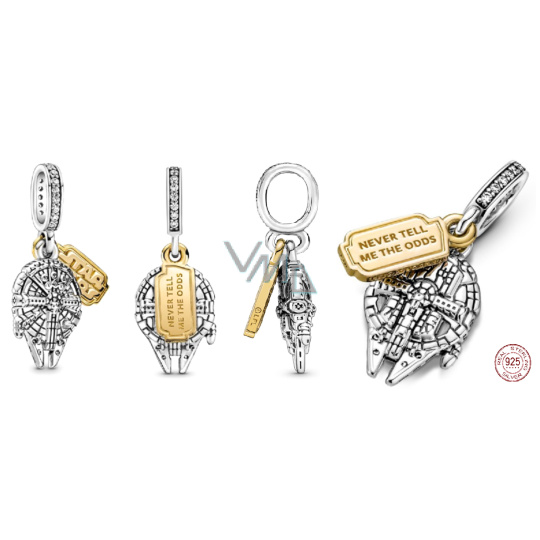 Charm Sterlingové stříbro 925 Marvel Star Wars Millennium Falcon 2v1, přívěsek na náramek, film Charm Sterlingové stříbro 925 Marvel Star Wars Millennium Falcon 2v1, přívěsek na náramek, film