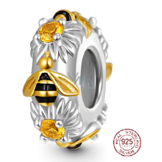 Charm Sterlingové stříbro 925 Jiskřící včela, korálek na náramek zvíře Charm Sterlingové stříbro 925 Jiskřící včela, korálek na náramek zvíře