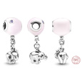 Charm Sterlingové stříbro 925 Slůně s růžovým balonkem, přívěsek na náramek rodina