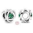 Charm Sterlingové stříbro 925 Nekonečný kruh věčnosti květen, znamení zvěrokruhu, královsky zelený korálek na náramek