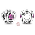 Charm Sterlingové stříbro 925 Nekonečný kruh věčnosti říjen růžový, znamení zvěrokruhu, korálek na náramek