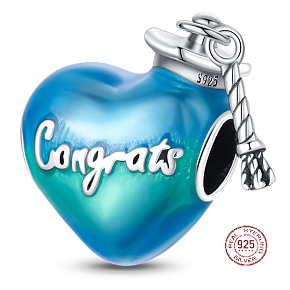 Charm Graduation - gratulace, Absolvent korálek srdce na náramek, gradace