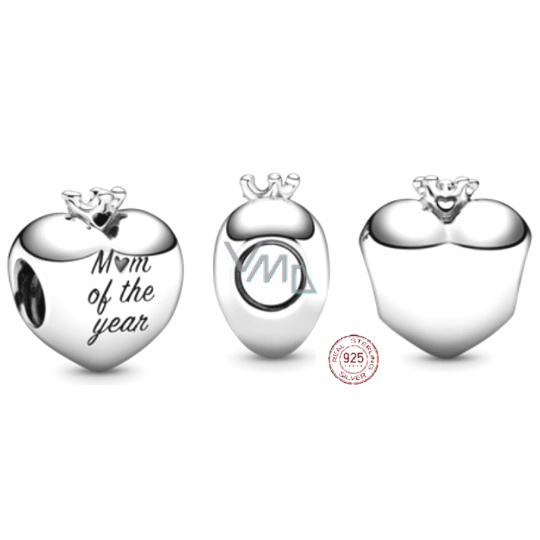 Charm Sterlingové stříbro 925 Srdce Maminka roku, korálek na náramek rodina