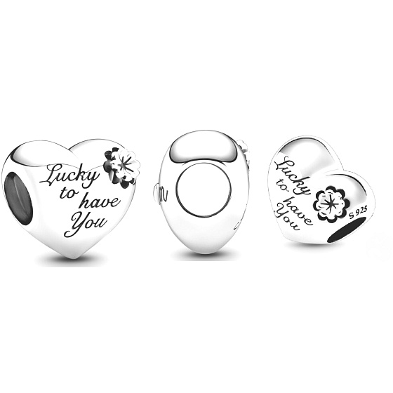 Charm Srdce, matka, jetel, korálek na náramek rodina