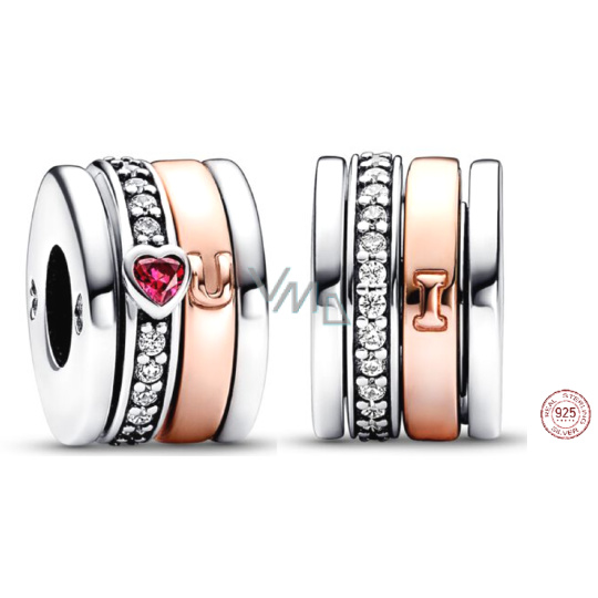 Charm Sterlingové stříbro 925 Srdce a podkova, 4 prsteny - otáčecí korálek na náramek láska Charm Sterlingové stříbro 925 Srdce a podkova, 4 prsteny - otáčecí korálek na náramek láska