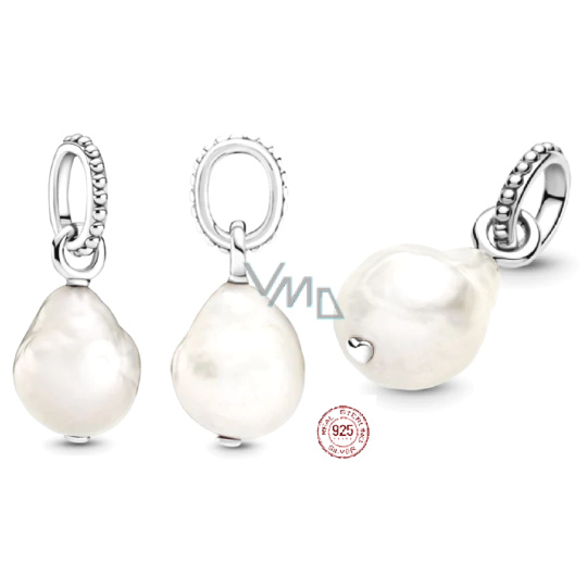 Charm Sterlingové stříbro 925 Perla barokní říční přívěsek na náramek, symbol Charm Sterlingové stříbro 925 Perla barokní říční přívěsek na náramek, symbol
