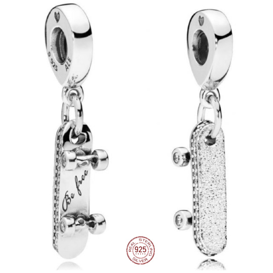 Charm Sterlingové stříbro 925 Skateboard, přívěšek na náramek sport