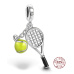 Charm Srebrny 925 Rakieta tenisowa, żółta piłka, 2w1 zawieszka na bransoletkę sport