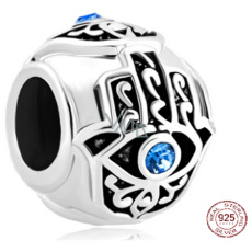 Charm Sterlingové stříbro 925 Ruka Fatimy, korálek na náramek symbol