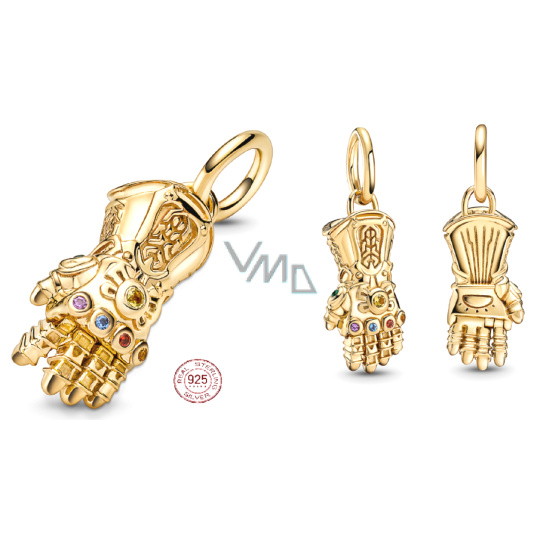 Charm Sterlingové stříbro 925 Marvel The Avengers, Rukavice nekonečna, přívěsek na náramek, film