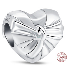 Charm Sterlingové stříbro 925 Srdce s oslnivou mašlí, korálek na náramek láska Charm Sterlingové stříbro 925 Srdce s oslnivou mašlí, korálek na náramek láska