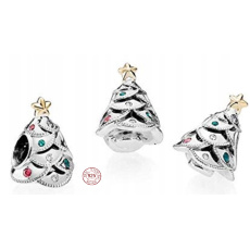 Charm Sterlingové stříbro 925 Vánoční stromeček stříbrný, korálek na náramek vánoce