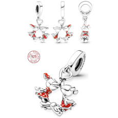 Charm Sterlingové stříbro 925 Disney Minnie Mouse & Mickey Mouse líbající se, přívěsek na náramek, film