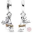 Charm Sterlingové stříbro 925 Disney 100. výročí Kniha džunglí, Balú medvěd, přívěsek na náramek, film