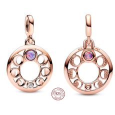 Charm Sterlingové stříbro 925 Fáze Měsíce - Mini medailon, přívěsek na náramek, vesmír