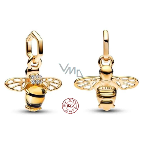 Charm Sterlingové stříbro 925 Včela s černým a sírově žlutým krystalem - Mini medailon, přívěsek na náramek zvíře Charm Sterlingové stříbro 925 Včela s černým a sírově žlutým krystalem - Mini medailon, přívěsek na náramek zvíře