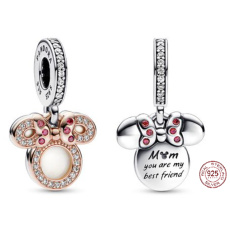 Charm Srebrna 925 Disney Minnie Mouse sylwetka 2w1 mama, zawieszka na bransoletkę
