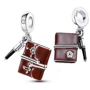 Charm Diář a pero, 3v1 přívěsek na náramek zájmy