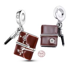 Charm Srebrny 925 Diament i długopis, 3w1 zawieszka na bransoletkę zainteresowania Charm Srebrny 925 Diament i długopis, 3w1 zawieszka na bransoletkę zainteresowania