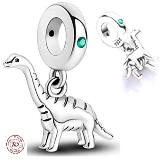 Charm Sterlingové stříbro 925 Dinosaurus Brachiosaurus, přívěsek na náramek zvíře