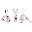 Charm Sterlingové stříbro 925 Skůtr - Motorka do města růžová, přívěsek na náramek cestování