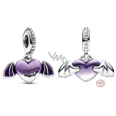 Charm Sterlingové stříbro 925 Upíří srdce s křídly, Vampír, přívěsek na náramek Halloween