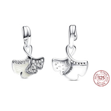 Charm Sterlingové stříbro 925 Ginkgo Biloba list symbol zdraví, houževnatosti, přívěsek na náramek příroda