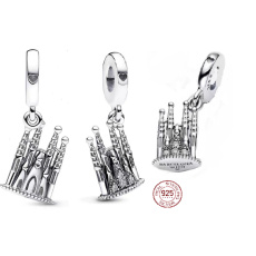 Charm Sterlingové stříbro 925 Barcelona La Sagrada Familia, přívěsek na náramek cestování