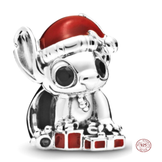 Charm Sterlingové stříbro 925 Disney Lilo & Stitch - Stitchovy Vánoce, korálek na náramek, film