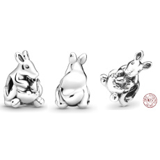 Charm Sterlingové stříbro 925 Austrálie Klokan a mládě, korálek na náramek zvíře