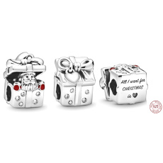 Charm Sterlingové stříbro 925 Santa v dárkové krabici, korálek na náramek Vánoce