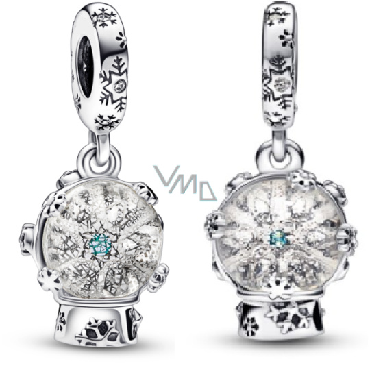 Charm Sterlingové stříbro 925 Sněžítko s vločkou, přívěsek na náramek Vánoce