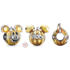 Charm Sterlingové stříbro 925 Disney Mickey Mouse ve tvaru dýně, korálek na náramek Halloween Charm Sterlingové stříbro 925 Disney Mickey Mouse ve tvaru dýně, korálek na náramek Halloween