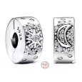 Charm Sterlingové stříbro 925 Slunce a Měsíc – harmonie světla a tmy, se zirkonií stopper, klipový korálek na náramek vesmír